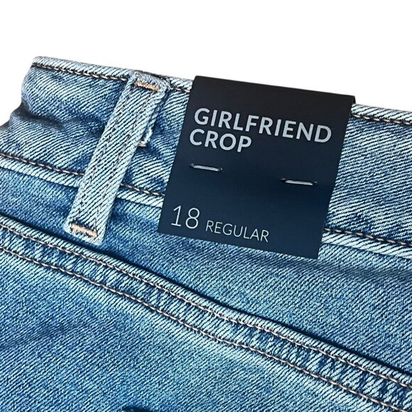 Womens Lane Bryant Girlfriend Crop Jeans Embroidered Floral Design Size 18 Blue - Picture 5 of 7